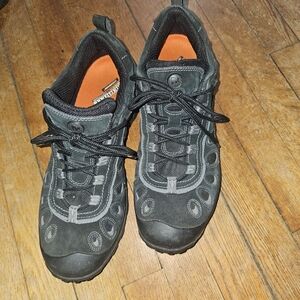 Merrell Black and Gray Athletic Shoes with Vibram Sole.